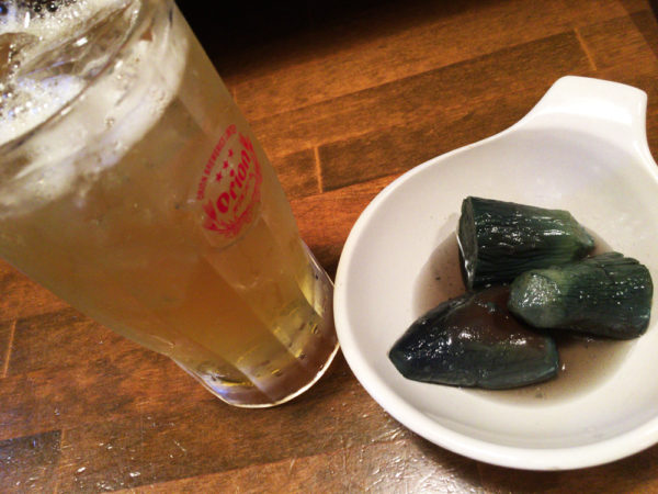 沖縄料理 琉球夢来｜ビールとナスの煮浸し